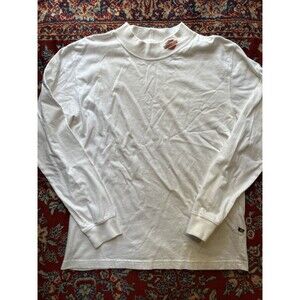 Harley Davidson Long Sleeve Patch T-Shirt Mock Neck White Size Large Y2K